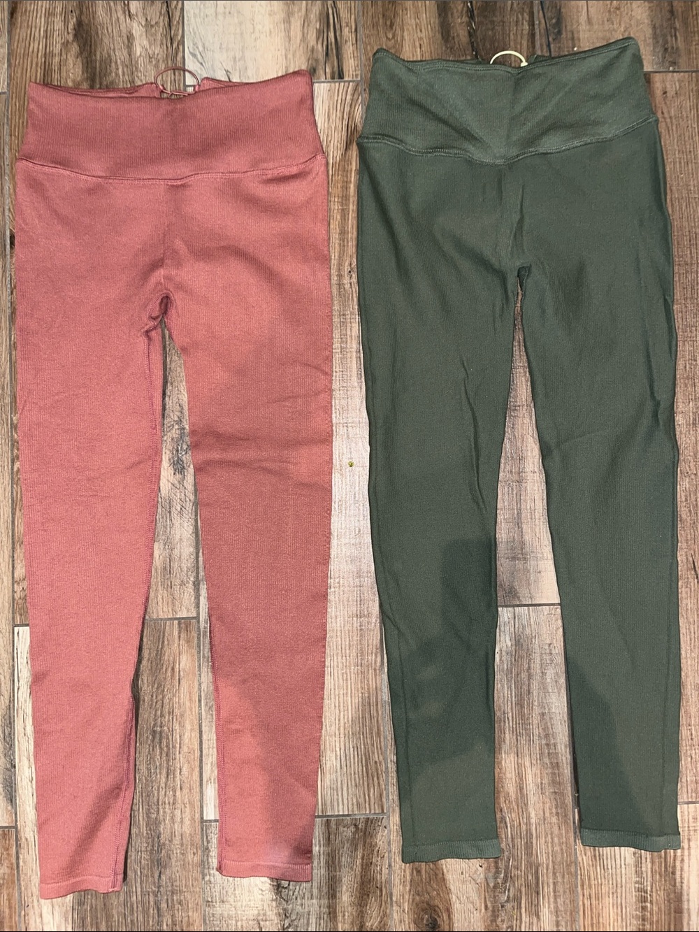 Fabletics High-Waist Leggings in Dusty Rose & Olive Green